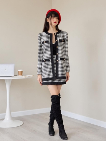 Áo khoác tweed hoạ tiết houndstood Harley WALENTY