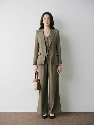 Áo Vest Nữ Savile Chiết Eo Xanh Olive Công Sở WALENTY