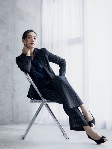 Black Herringbone Pinstripe Trouser