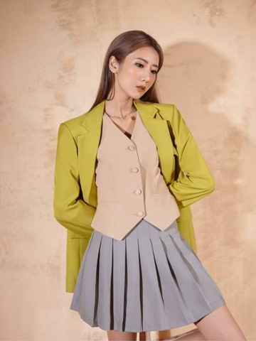 Áo Suitvest (Gile) vải tafta nâu WALENTY