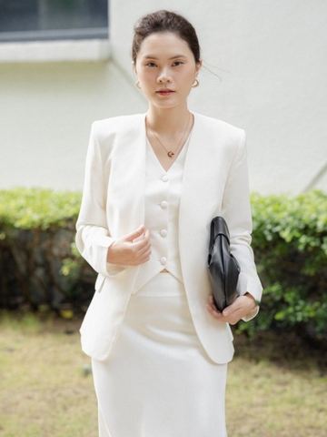 Áo blazer không ve cổ Monilka 4 màu WALENTY