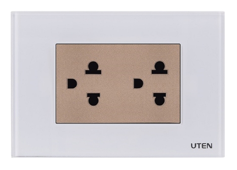 Bộ ổ cắm đôi US mặt kính