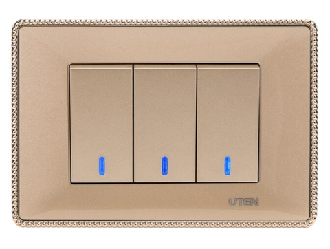 Q120-Bộ 3 công tắc 1 chiều có đèn Led