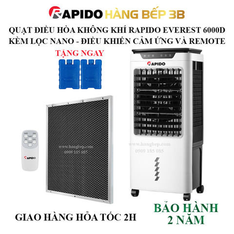 Quạt hơi nước Rapido Everest 6000D + tấm lọc than hoạt tính