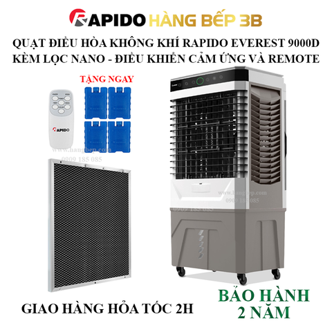 Quạt hơi nước Rapido Everest 9000D + tấm lọc than hoạt tính