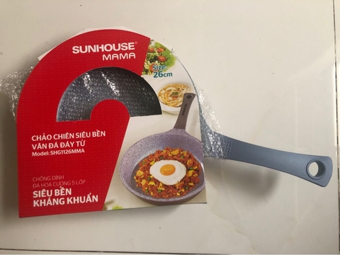 Chảo chiên vân đá đáy từ 26cm Sunhouse SHG1126MMA