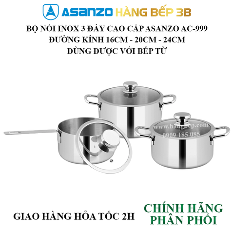 Bộ nồi inox 3 đáy Asanzo AC-999