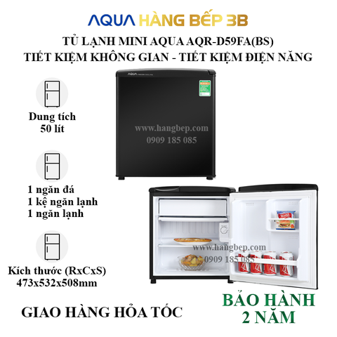 Tủ lạnh mini Aqua 50 lít AQR-D59FA(BS)