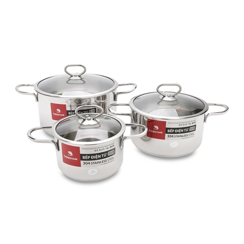 Bộ nồi inox 3 đáy Happycook Delux HC06DLG