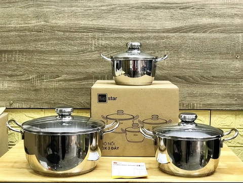 Bộ 3 nồi inox Fivestar nắp kính FSB3028