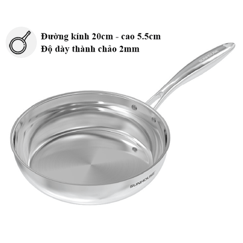 Chảo inox đa lớp Sunhouse 20cm IN20M6E