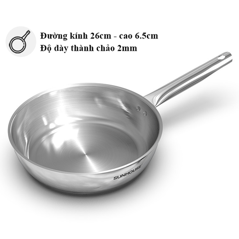 Chảo inox đa lớp Sunhouse 26cm IN26M6