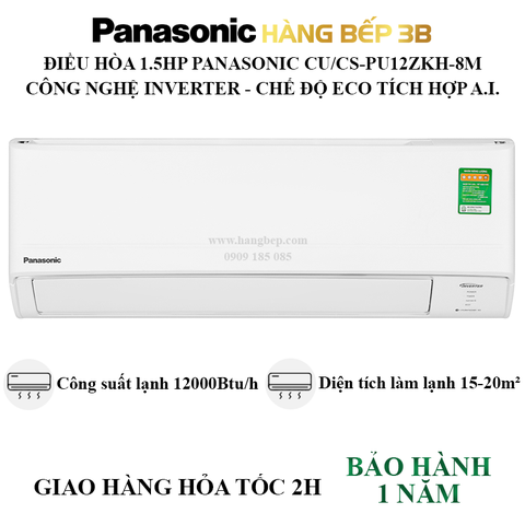 Máy lạnh Panasonic Inverter 1.5 HP CU/CS-PU12ZKH-8M mới 2023