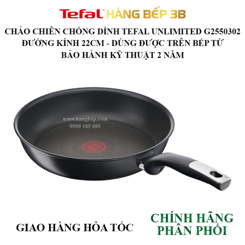 Chảo chiên chống dính Tefal Unlimited 22cm G2550302 - Sản xuất tại Pháp