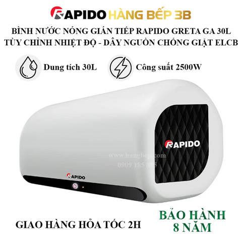 Máy nước nóng gián tiếp Rapido Greta GA 30 lít