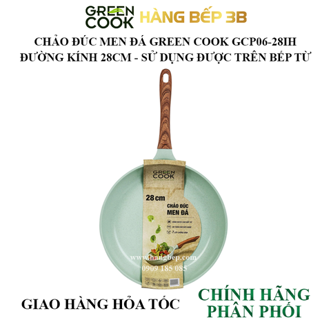 Chảo đúc men đá xanh ngọc Green Cook 28cm GCP06-28IH
