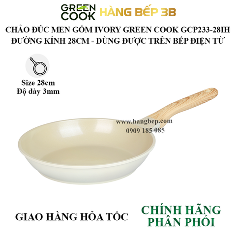 Chảo chiên đúc men gốm Ivory Green Cook 28cm GCP233-28IH