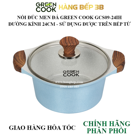 Nồi đúc men đá xanh Sapphire Green Cook 24cm GCS09-24IH