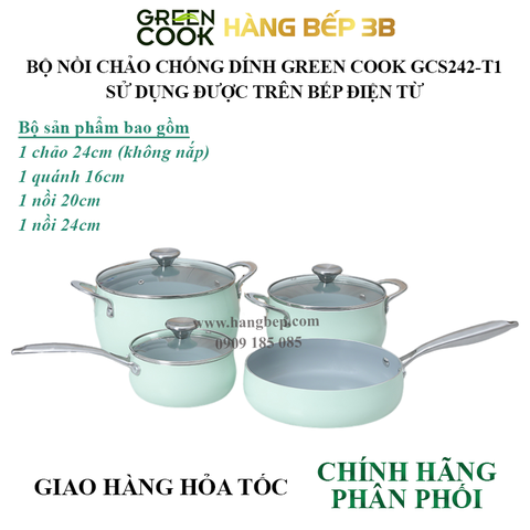 Bộ nồi chảo Green Cook GCS242-T1