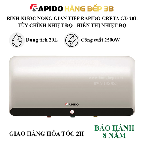 Máy nước nóng gián tiếp Rapido Greta GD 20 lít