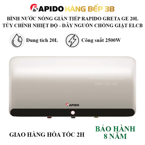 Máy nước nóng gián tiếp Rapido Greta GE 20 lít