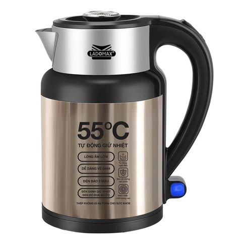 Bình đun siêu tốc inox giữ nhiệt Ladomax 2.3 lít HA-839 (vàng đồng)