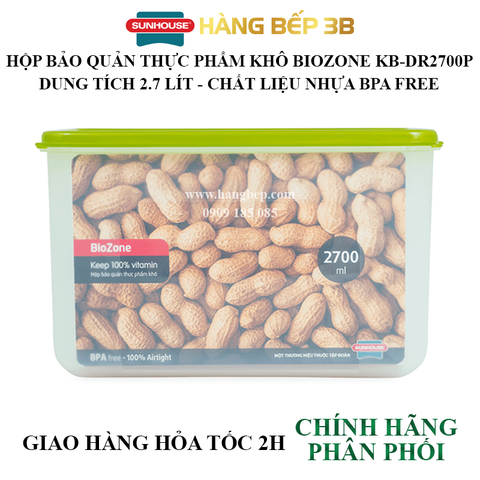 Hộp bảo quản thực phẩm khô Bizone 2700ml KB-DR2700P