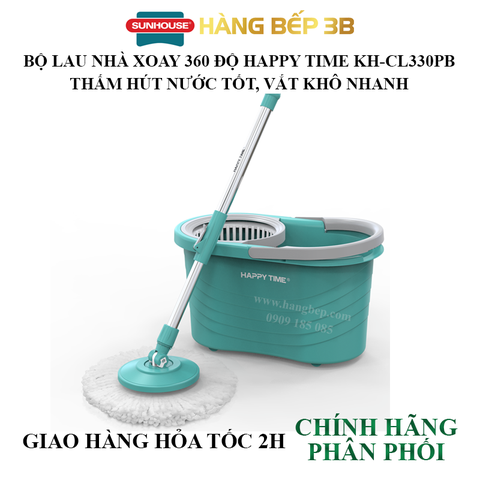 Bộ lau nhà xoay 360 độ Happy Time KH-CL330PB - Xanh