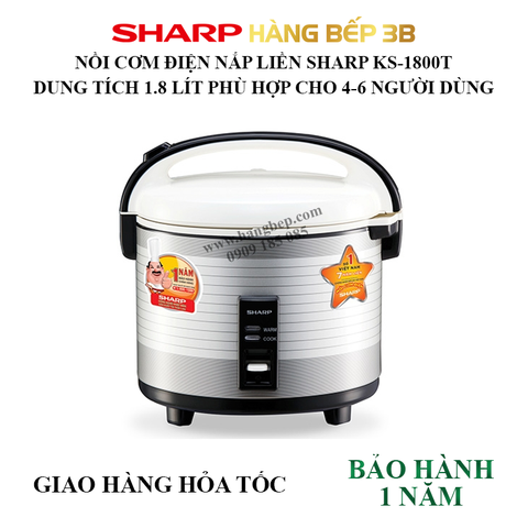 Nồi cơm điện 1.8 lít Sharp KS-1800T chống dính