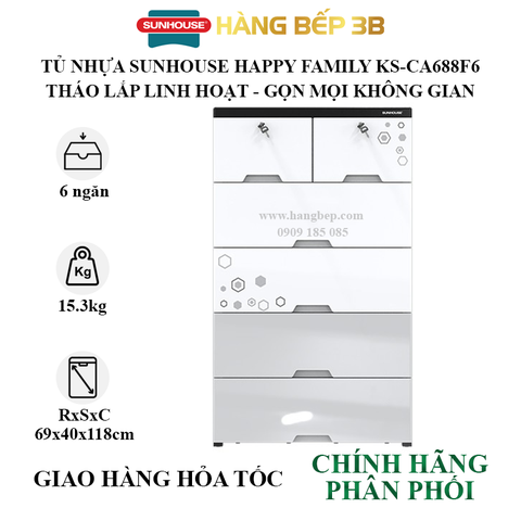 Tủ nhựa đôi 6 ngăn Happy Family Sunhouse KS-CA688F6