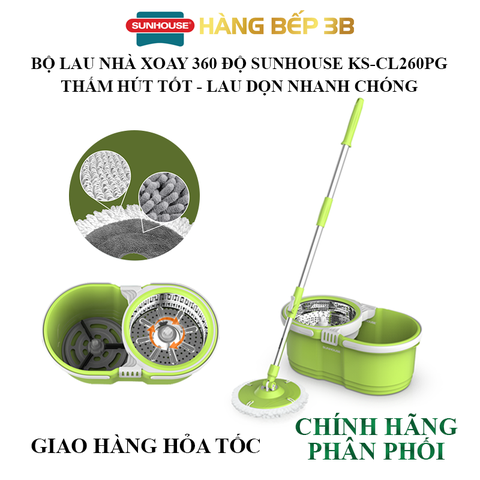 Bộ lau nhà xoay 360 độ Sunhouse KS-CL260PG