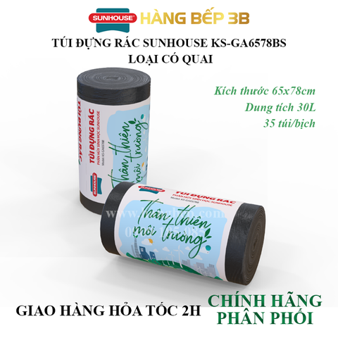 Túi đựng rác phân hủy sinh học Sunhouse KS-GA6578BS có quai xách