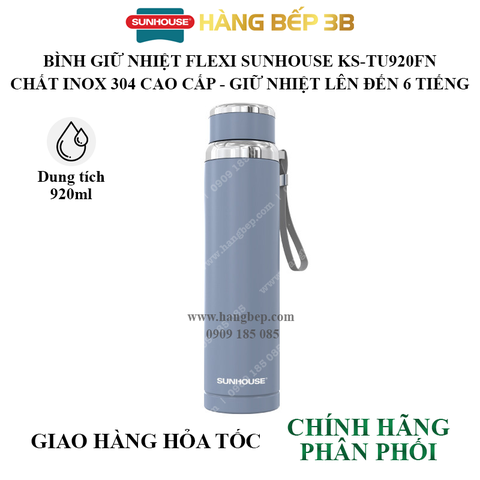 Bình giữ nhiệt inox 304 Sunhouse 920ml KS-TU920FN (màu xanh)