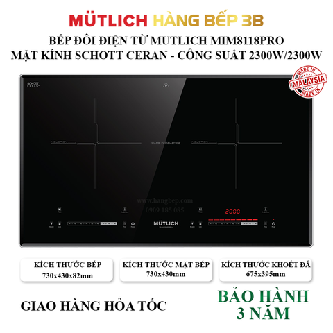 Bếp đôi điện từ Mutlich MIM8118PRO - Thương hiệu Đức