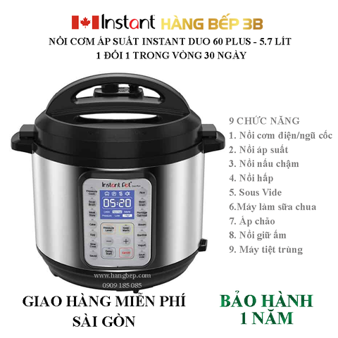 Nồi áp suất đa năng Instant Pot Duo 60 Plus - 5,7L 9-in-1