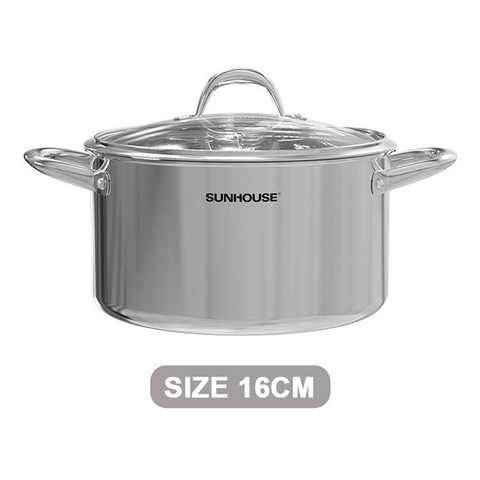 Nồi inox 304 đáy liền Sunhouse 16cm SHG706-16