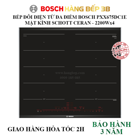 Bếp đôi điện từ đa điểm Bosch PXX675DC1E