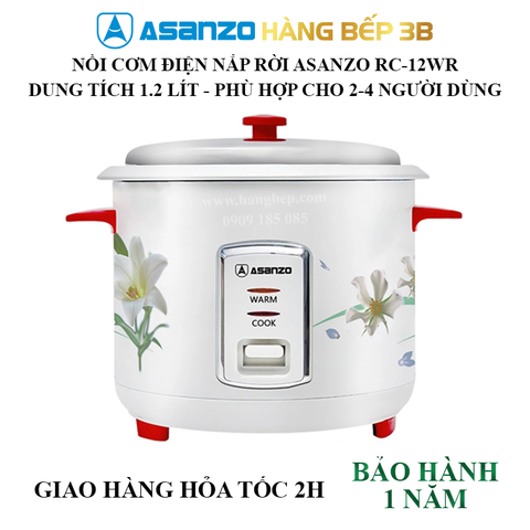 Nồi cơm điện nắp rời Asanzo 1.2 lít RC-12WR