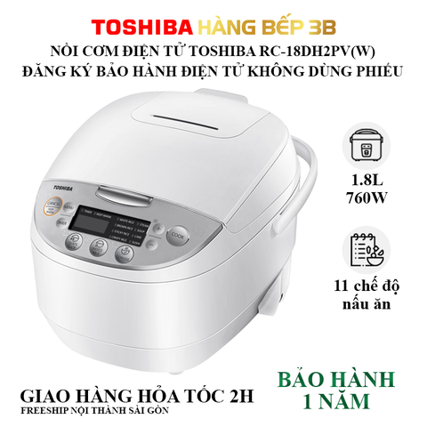 Nồi cơm điện tử Toshiba 1.8 lít RC-18DH2PV(W)