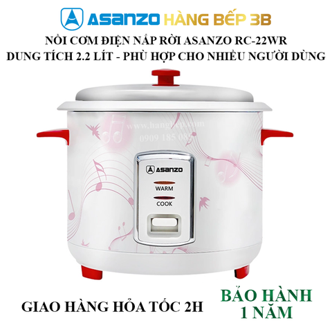 Nồi cơm điện nắp rời Asanzo 2.2 lít RC-22WR