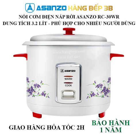 Nồi cơm điện nắp rời Asanzo 3.2 lít RC-30WR