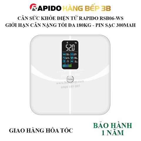 Cân điện tử sức khỏe Rapido RSB06-WS