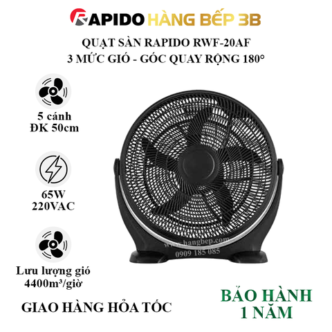 Quạt sàn Rapido RWF-20AF (đen)