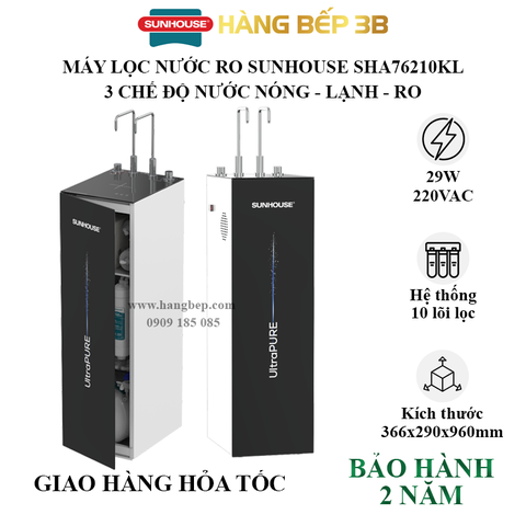 Máy lọc nước RO nóng lạnh Sunhouse SHA76210KL - 10 lõi lọc