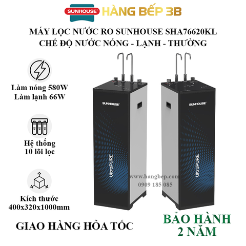 Máy lọc nước RO nóng lạnh Sunhouse SHA76620KL - 10 lõi lọc