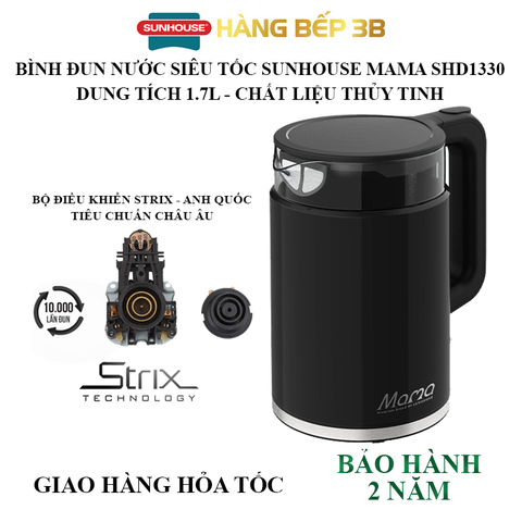 Bình đun siêu tốc thủy tinh Sunhouse 1.7 lít SHD1330