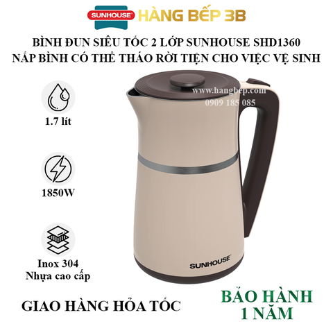 Bình đun siêu tốc Sunhouse 1.7 lít SHD1360