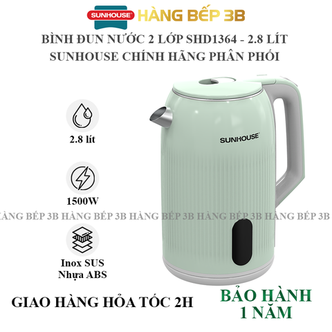 Bình đun siêu tốc 2 lớp  2.8 lít Sunhouse SHD1364