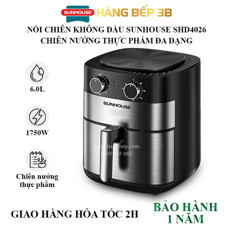 Nồi chiên không dầu Sunhouse 6 lít SHD4026