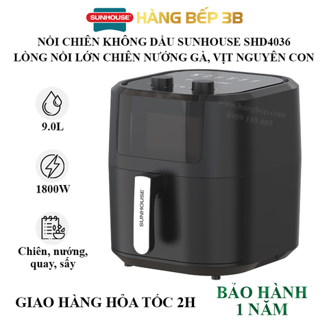 Nồi chiên không dầu Sunhouse 9 lít SHD4036